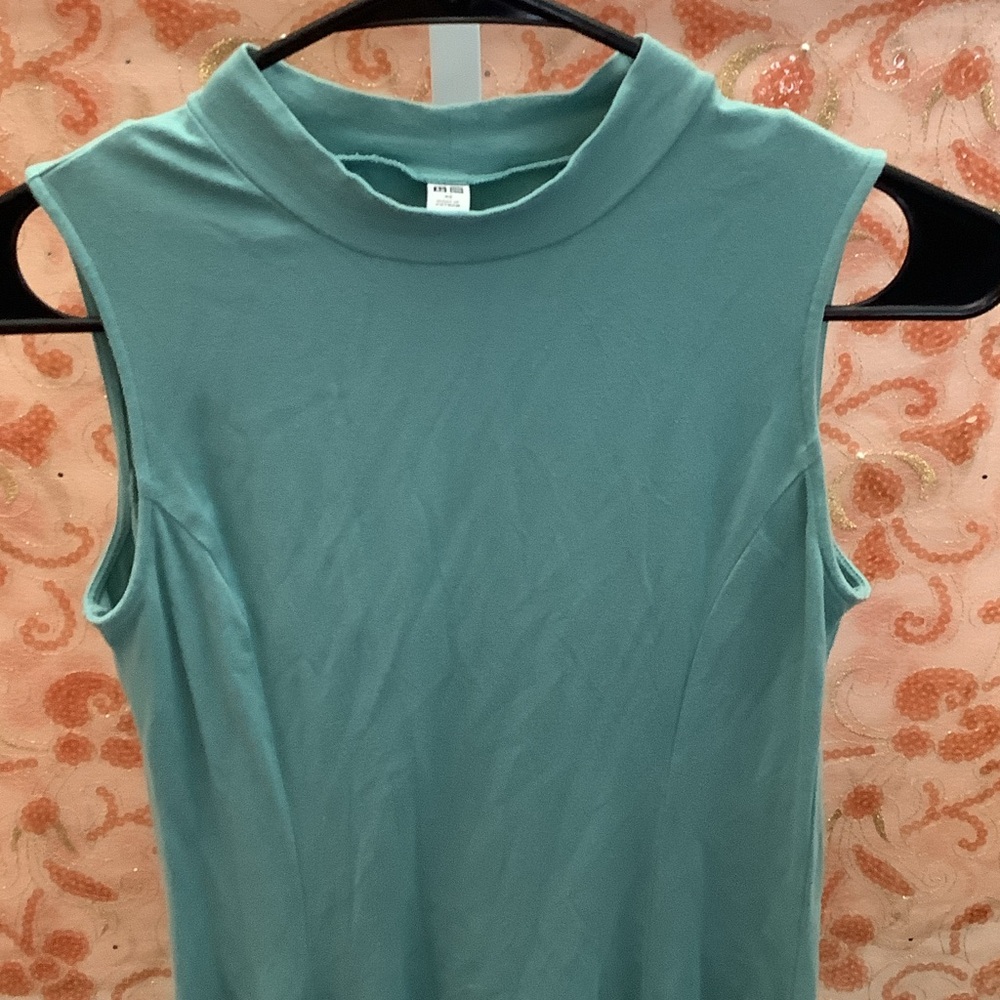 Uniqlo Teal Sleeveless Midi Dress - Picture 3 of 5